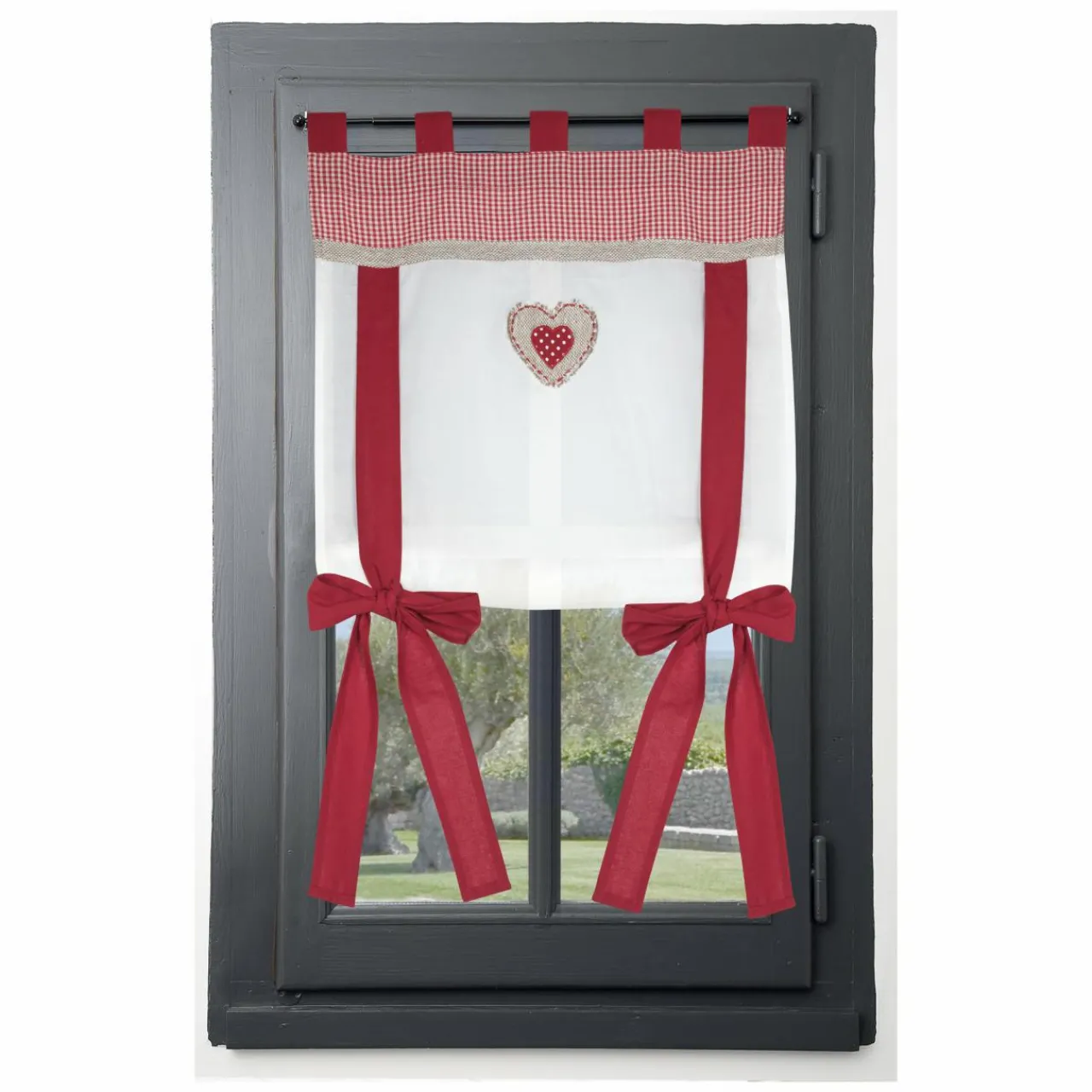 Voilage|LOVELY CASA Voilage vitrage à passants (60 x 140 cm) Marianne Blanc